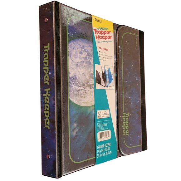 The Original Mead Trapper Keeper Binder Moon Space 1 in Ring 2 Portfolios Pocket - Picture 8 of 14
